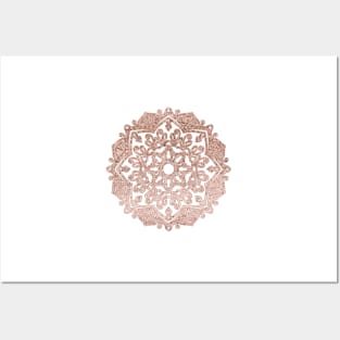 Sparkling rose gold mandala Posters and Art